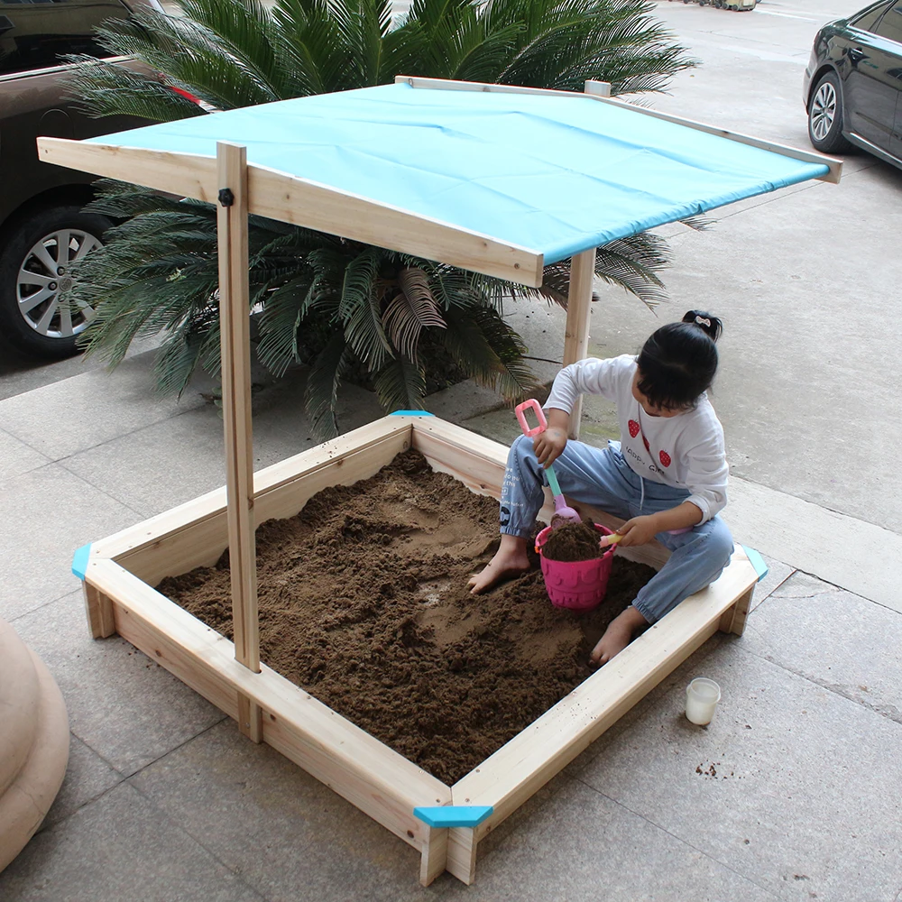 Natural Color Sandbox 2 Kids 1 Large Sandbox Wooden for Kids Role Sand Box Wholesale Sand Pit