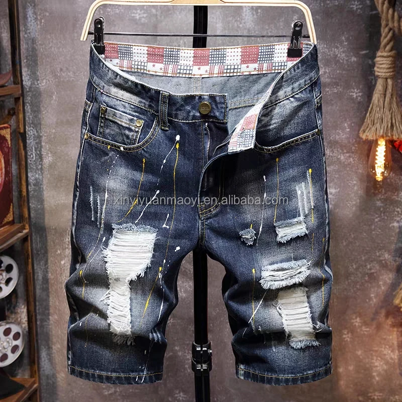 European And American High Street Washed Mid-waist Straight Summer Thin Men's Denim Shorts415_voghion.com