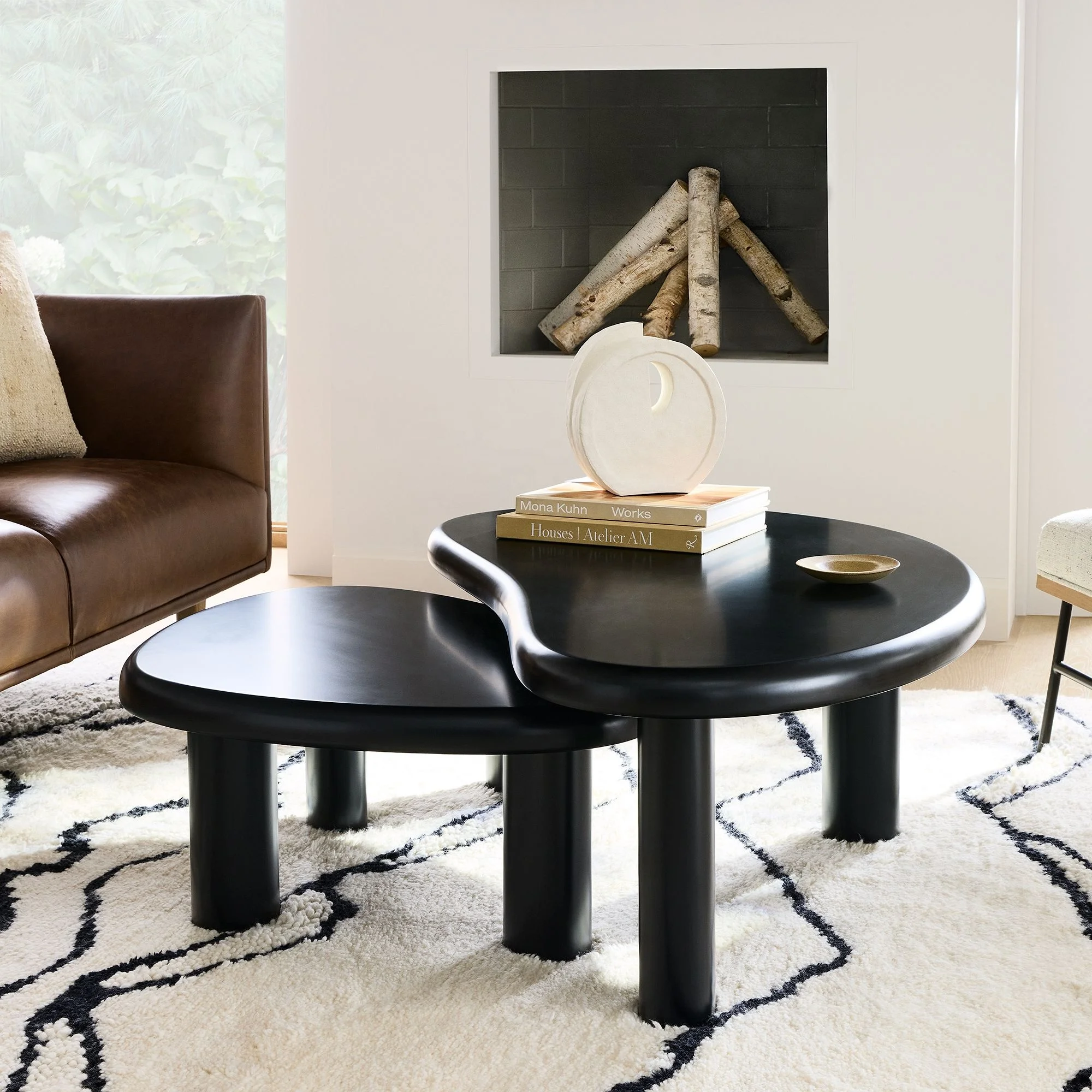 SWT 2024 Irregular Nesting Wooden Coffee Tables for Livingroom