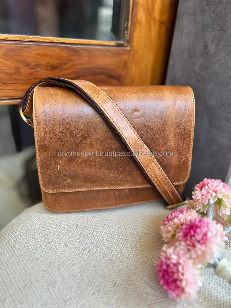 Real Handmade Full Grain Genuine Crunch Leather Handbag Stylish Women