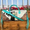 Turquoise With Black Cowhide