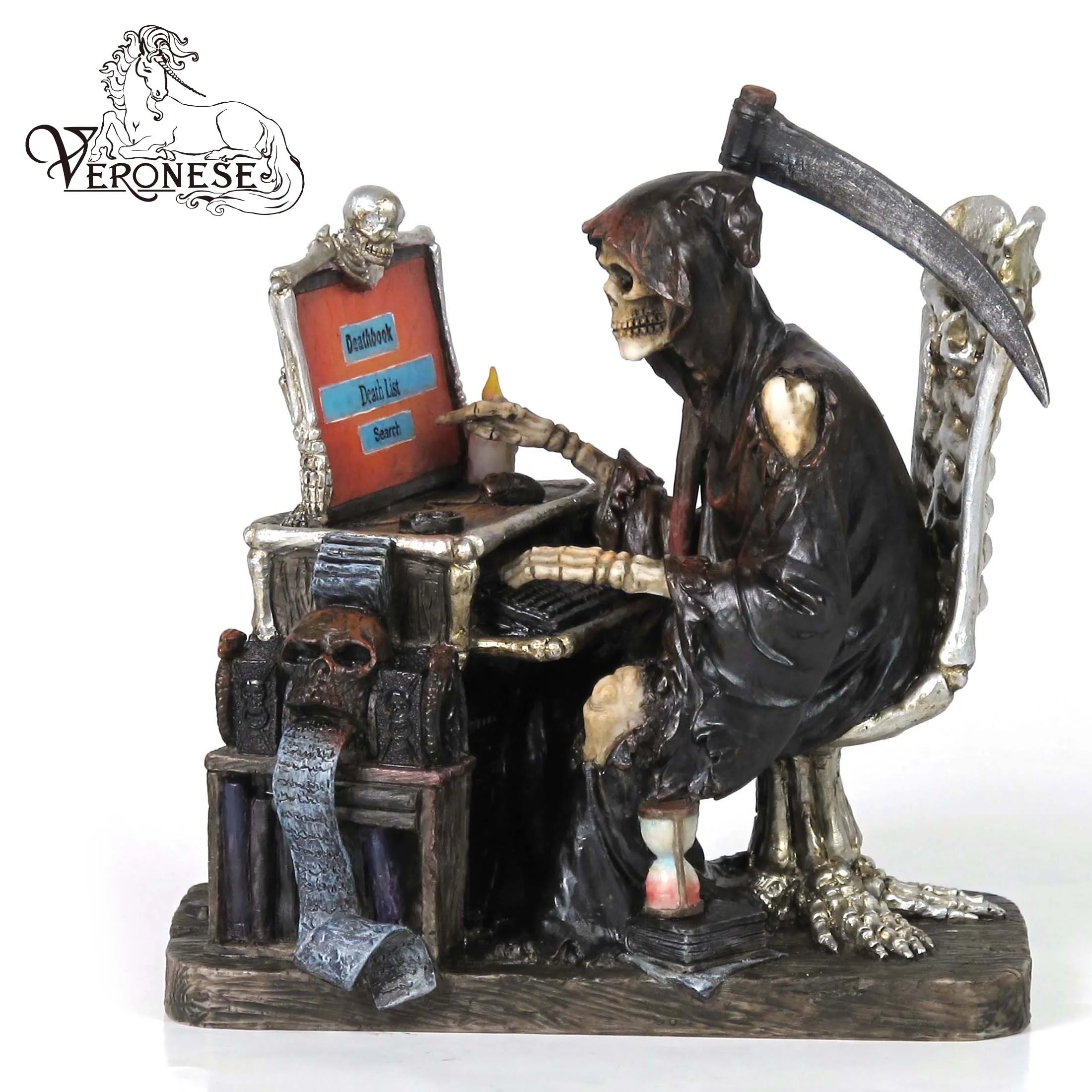 Veronese Design Skeleton Sitting Holding Knee Figurine - Hand