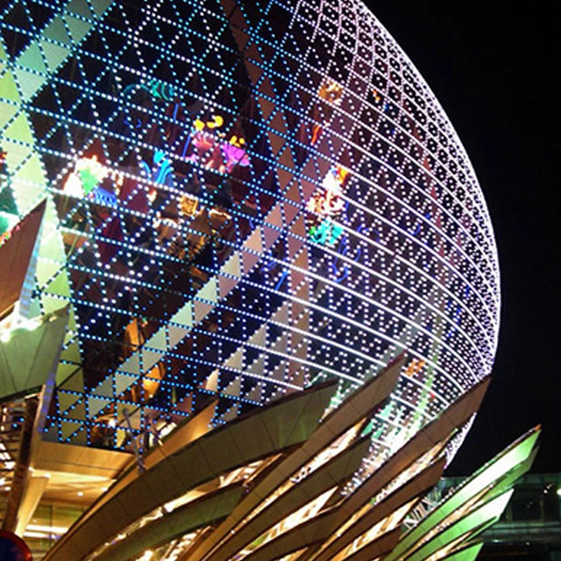 P31.25 Transparent Soft LED Mesh Screen Flexible LED Mesh Video Wall for Glass Facade Lighting in South Africa