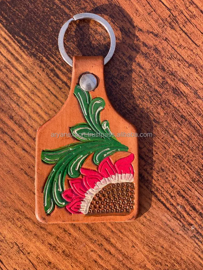 Extic Key Rings Hand Carved Tooled Leather Key Chains Cute Exotic Shape Leather Key ...