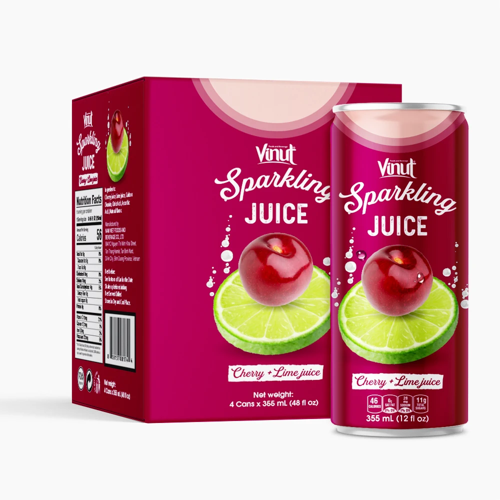 330ml Can VINUT Sparkling Red Dragon Juice Carbonated Drink Vietnam Suppliers Manufacturers