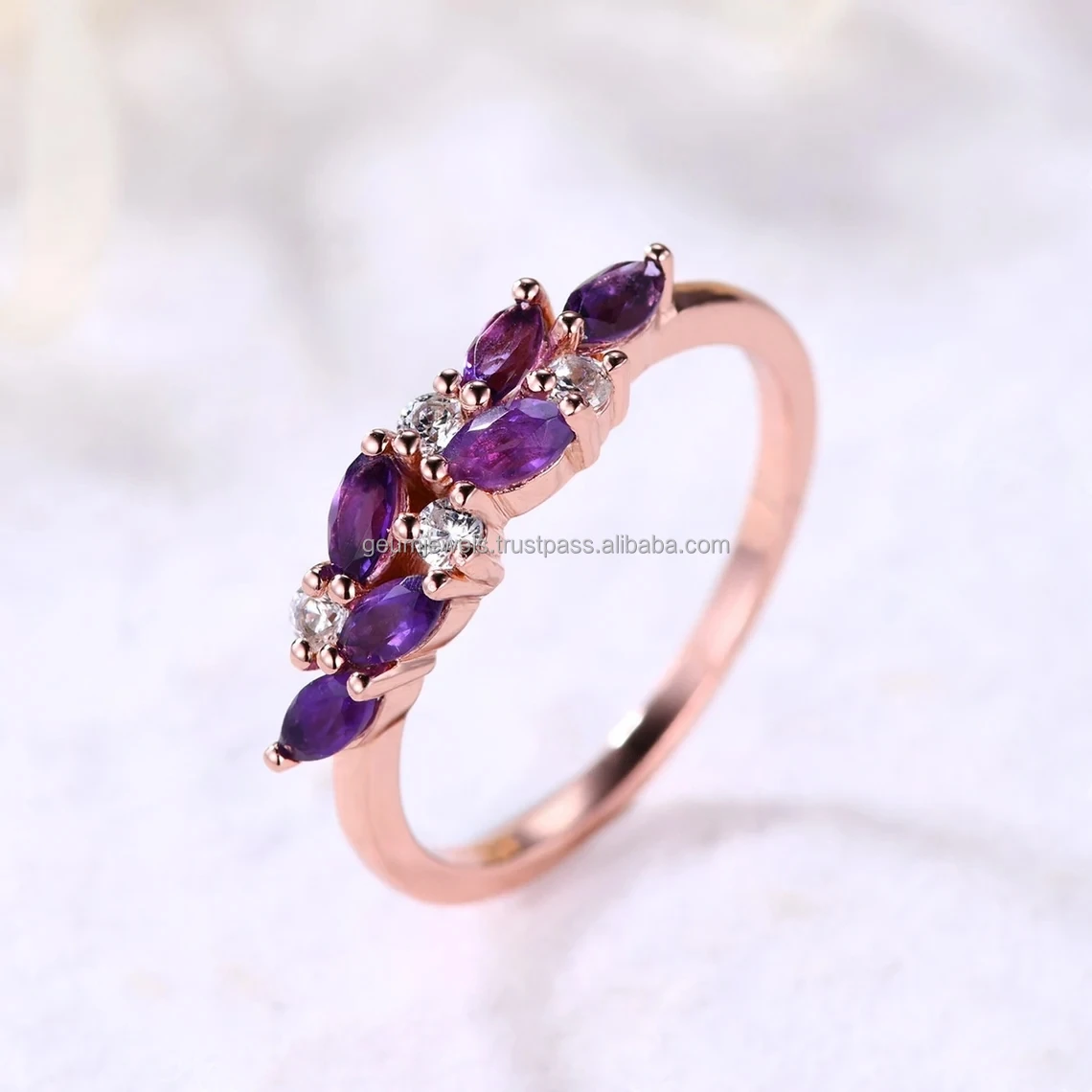 Alibaba Rings Fine Jewelry Rings Real Gold Amethyst Gemstone Luxury New Design Solid ...