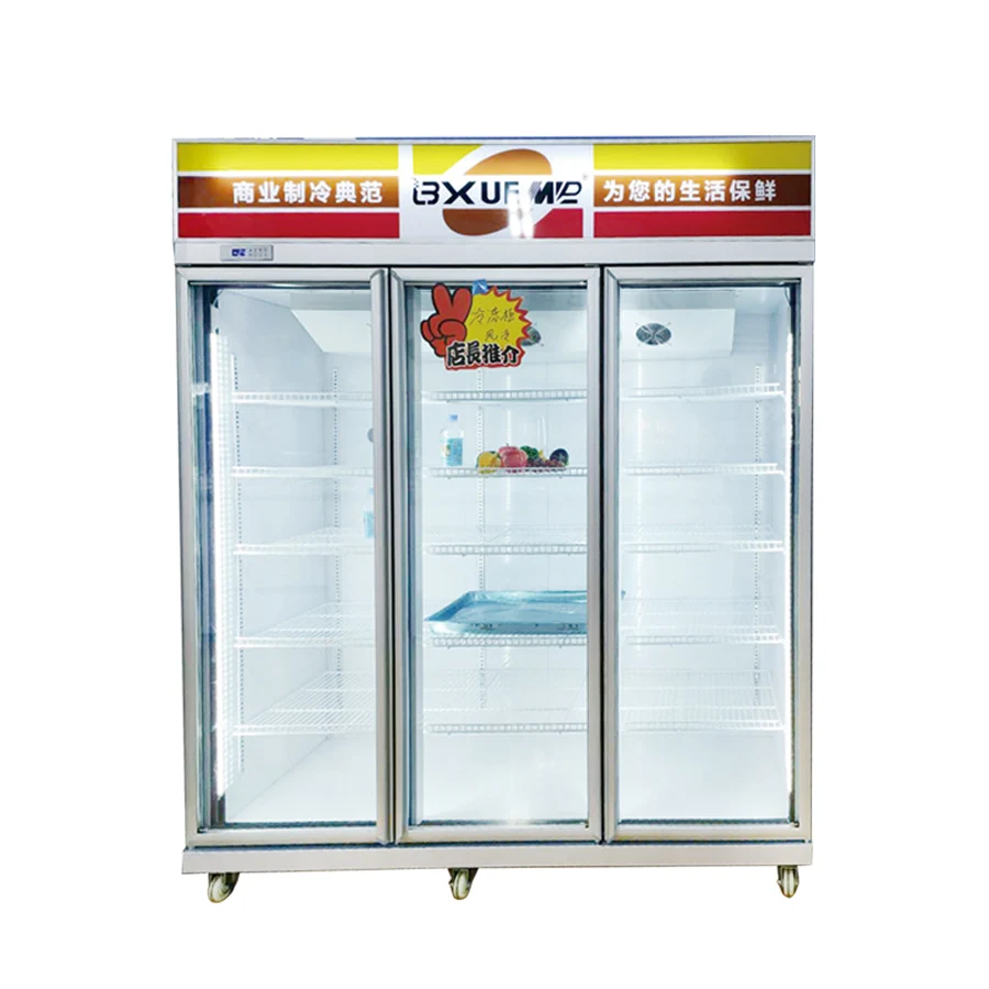 Bakery Refrigerator Display for Soft Drinks New Trend Freezer Display case Stainless Steel Supermarket Cooler