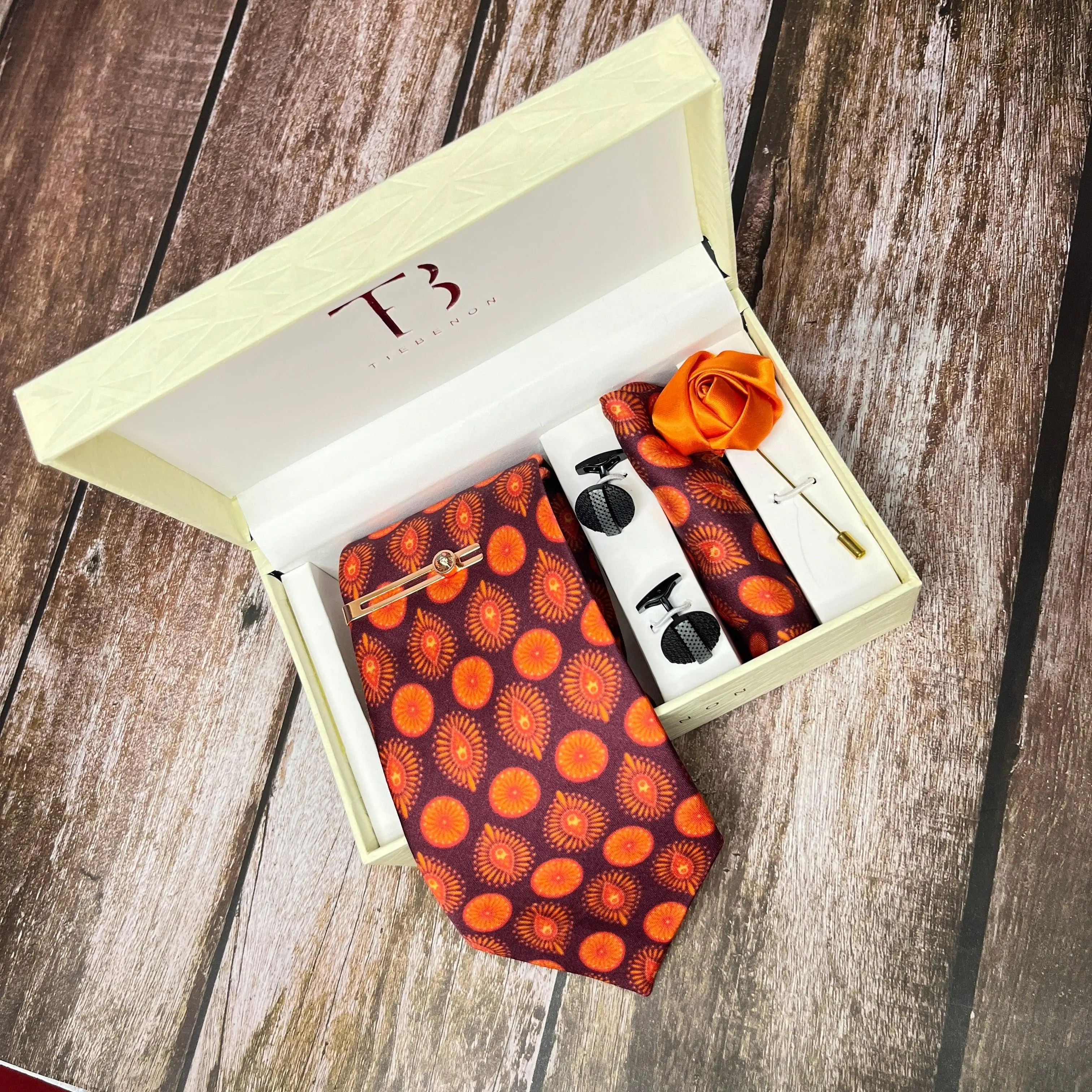 Orange Classic Jacquard Printed Silk Tie Business Fashionable Wool Bow Tie Woven Style with Jacquard Pattern
