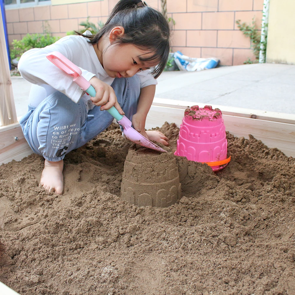 Natural Color Sandbox 2 Kids 1 Large Sandbox Wooden for Kids Role Sand Box Wholesale Sand Pit