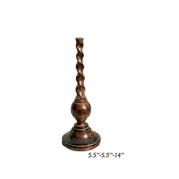 Antique Twisted Turned Wooden Lamp With Round Base For Home Living Room , Bed Room Kitchen