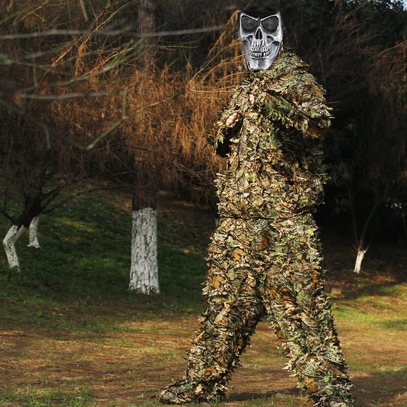 3D Camo Bionic Leaf Jungle Woodland Ghillie Suit Outfit