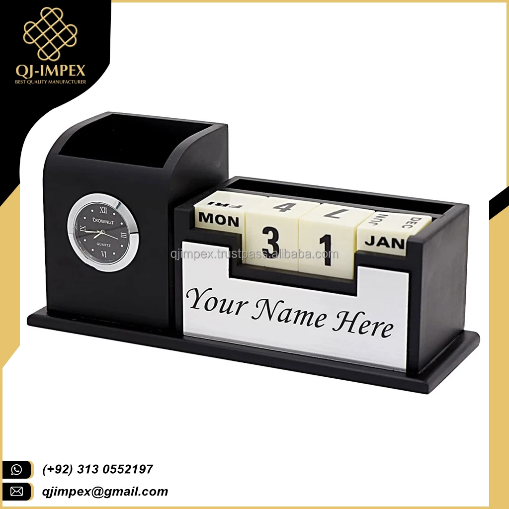 Custom Wooden Desk Business Card Holder Closure Desktop Name Card