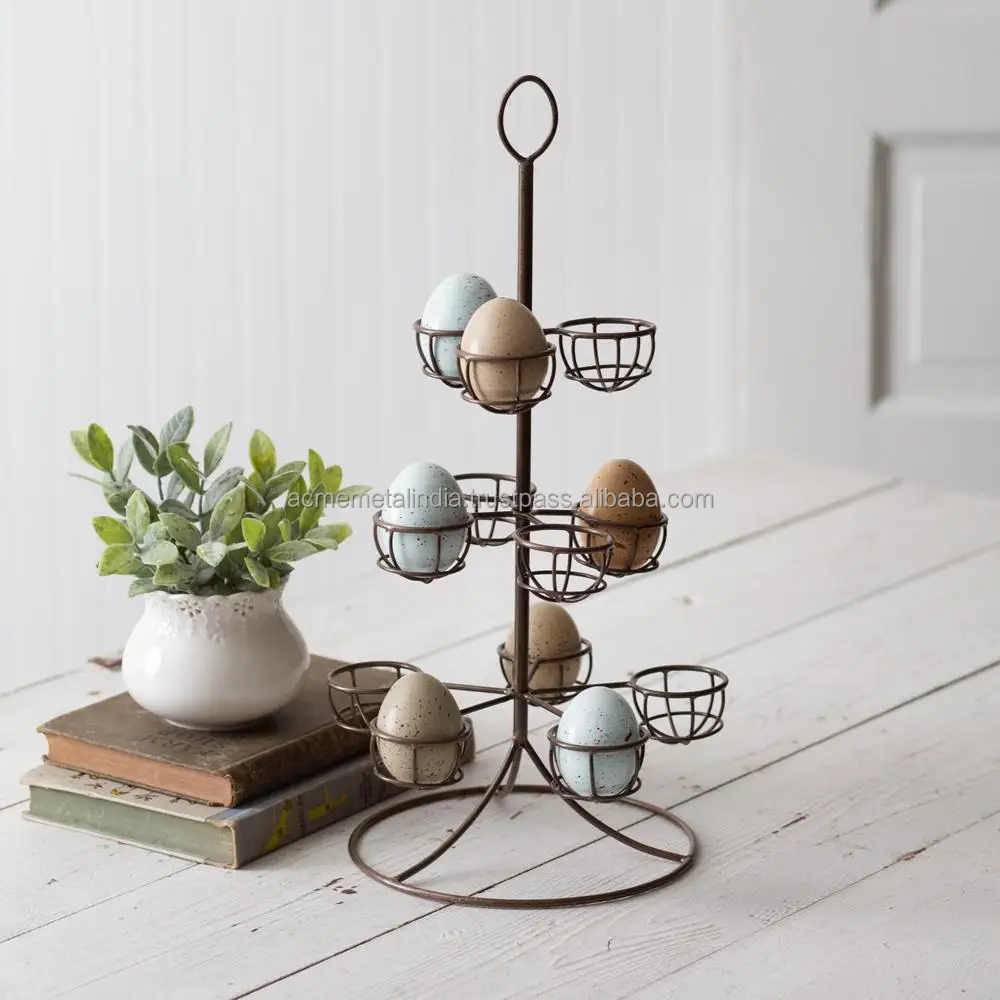 Egg Rack Wrought Iron Simple Design Silver Colour Kitchen Accessories