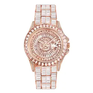 New Diamond-set Moissanite High-quality Men's Automatic Mechanical Watch High-end Glass Dial Vintage Waterproof Automatic Watch