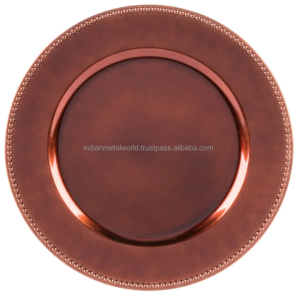 Big Copper Hammered Charger Plate Dinnerware Metal Dishes And Plates