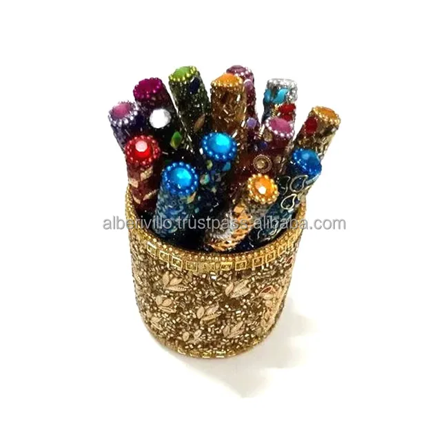 Portable Ballpoint Pens Handicraft Pen with Beads and Mirror Indian Handmade Pen for Gifts and Souvnier From Indian Manufacturer