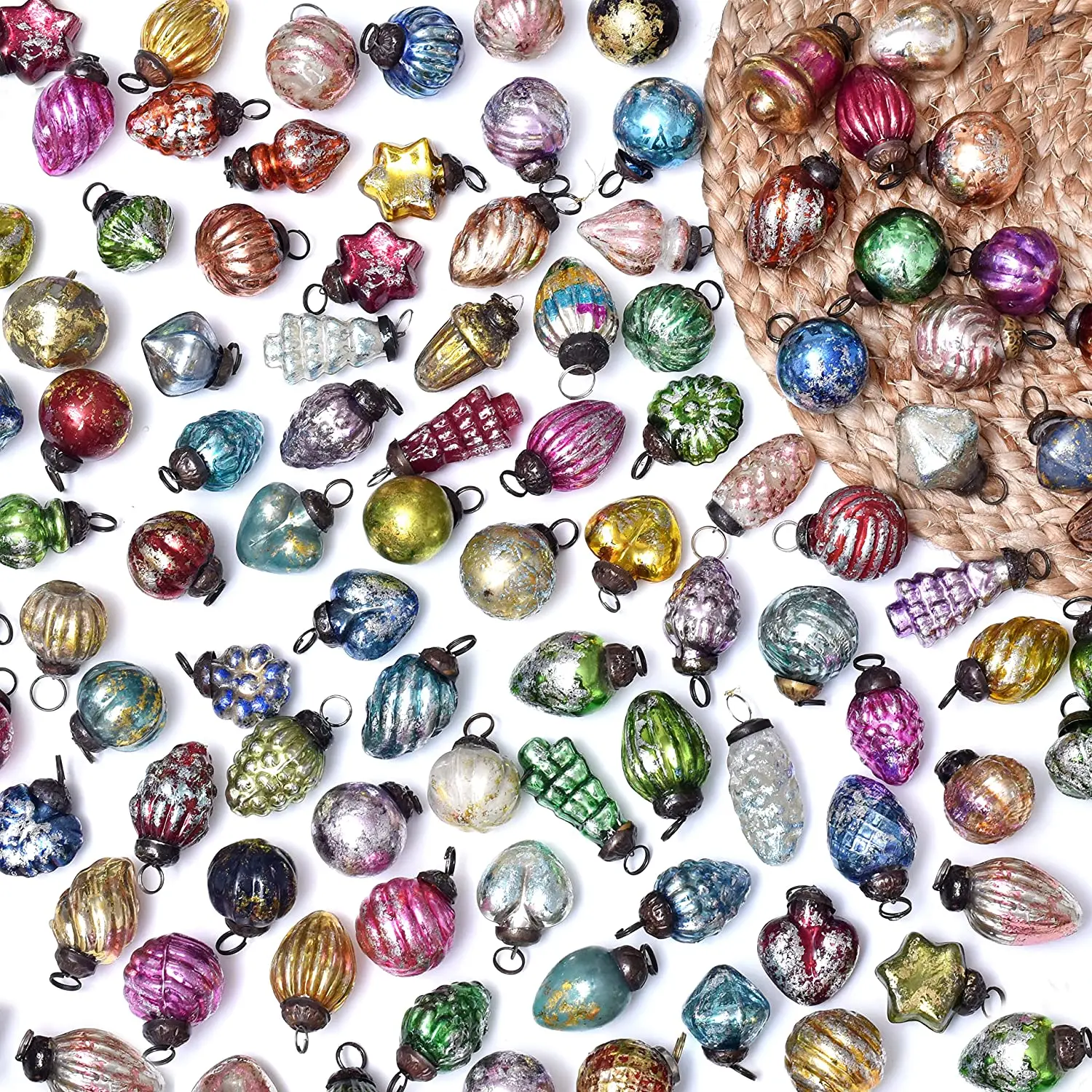 Wholesale Glass Multicolor Distressed Christmas Tree Ornaments Balls X Mas New Year Eve Decoration Gift GSET-598