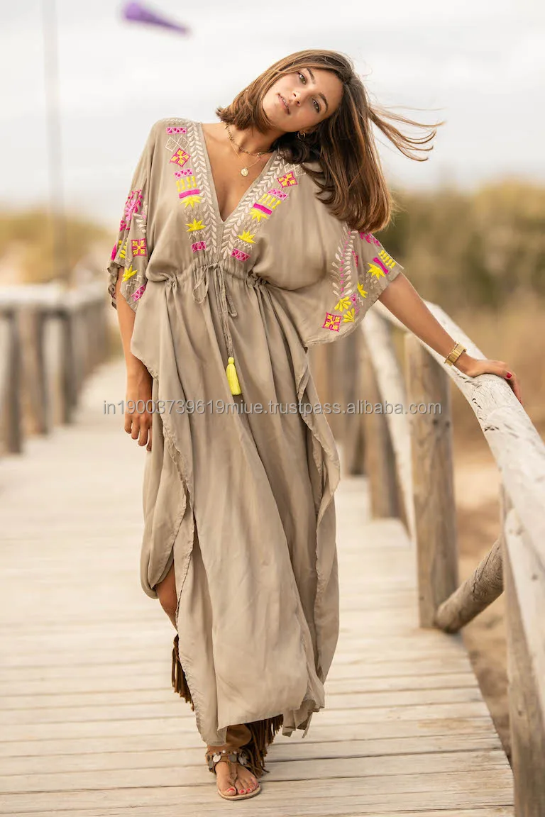 Source 2022 Summer Bohemian Dresses Plus Embroidery Clothing Chic & Gypsy Casual Dress Beach Kaftan on m.alibaba.com