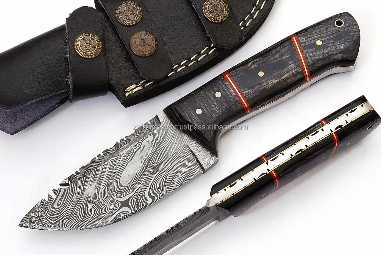 Custom Size Top Quality Handmade Damascus Steel Hunting Knife 3 Piece 