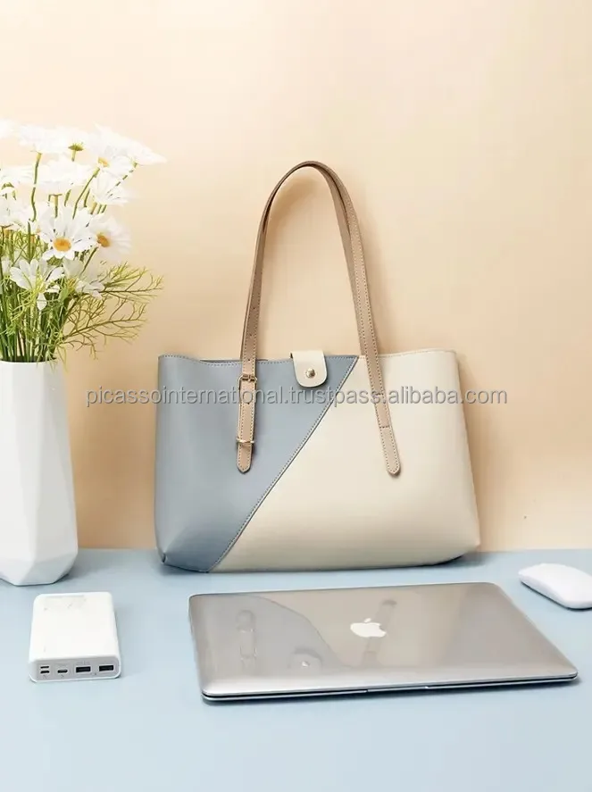 Top Selling Trendy Design Cotton Lining Women's Cowhide Leather Tote Handbag Fashion Shoulder Bag for Anniversary Gift