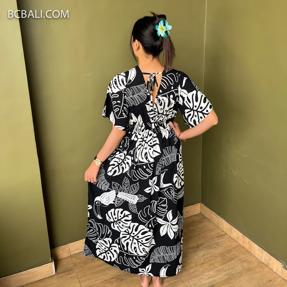 Summer Boho Maxi Dress for Women Flowy Rayon Dress in Big Size Handmade in  Bali Asia & Pacific Islands Clothing