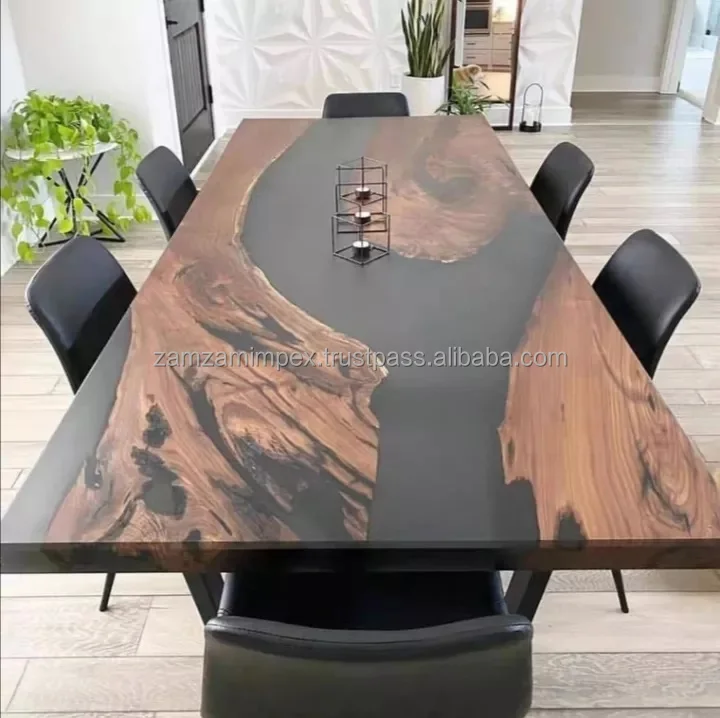 Acacia Wood Epoxy Resin Slab Table Top River Dining Table Solid Wood