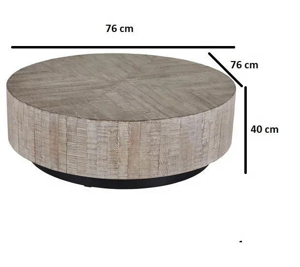 Retro Industrial Solid Wood Rustic Finish Living Room Round Coffee Table Modern Luxury Nordic Coffee Table