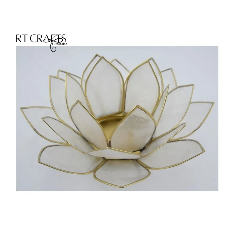 Capiz Shell Lotus Candle Holder in Chakra Colors for Meditation & Mood Lighting Spiritual Home Decoration Gift