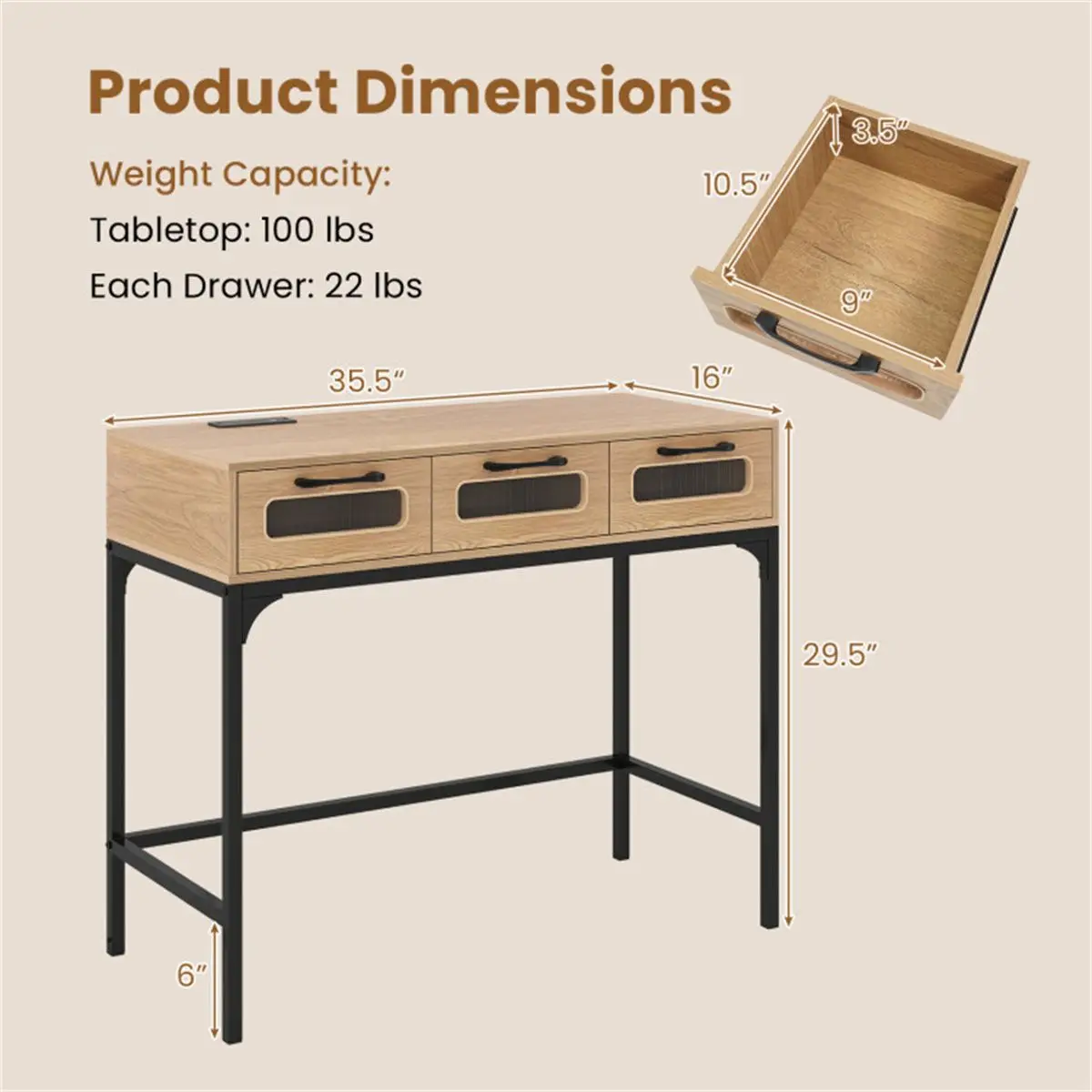 Elvarenae Luma Charging Console Table — product detail