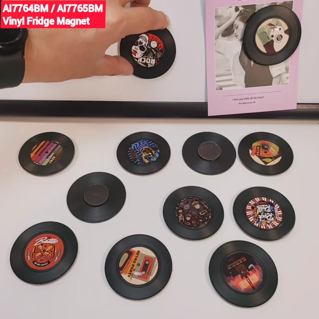6pcs Low Moq Customs Retro Vinyl Cd Record Refrigerator