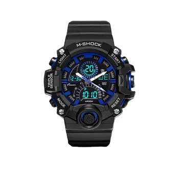 Luxury OEM Custom Men's Sports Watch Dual Movement Luminous Display Alarm Feature 3ATM Water Resistance Waterproof Glass Case