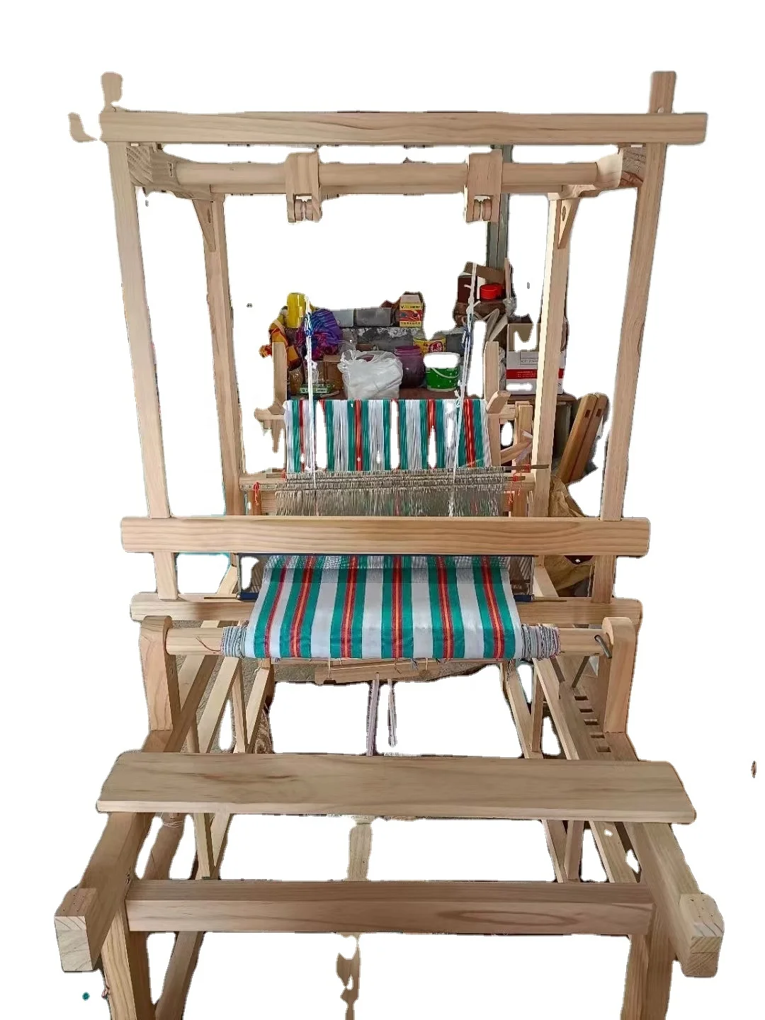 Traditional Hand Loom Shuttle Power Weaving Machine Old School Style