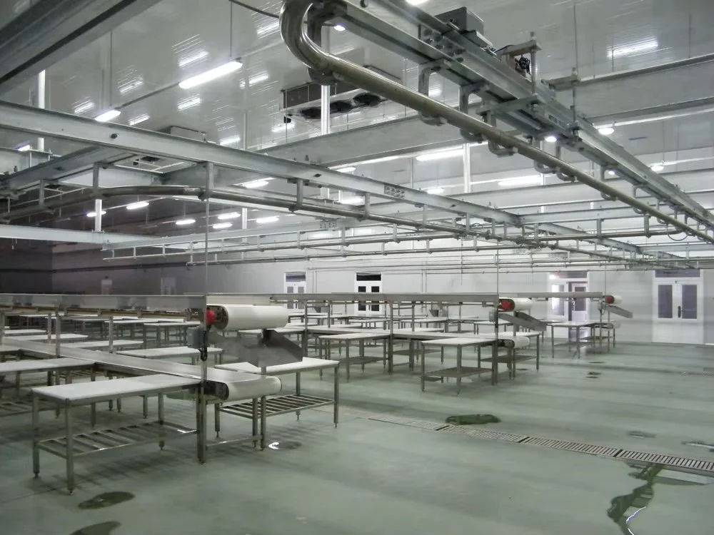 Customized food grade polyurethane conveyors for meat processing and packaging lines