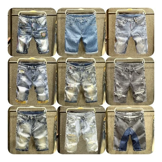 2025 Men's Summer Trend Loose Straight Large Pocket Fashion Draw String Denim Cargo Shorts