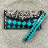 Turquoise & Black Checkered