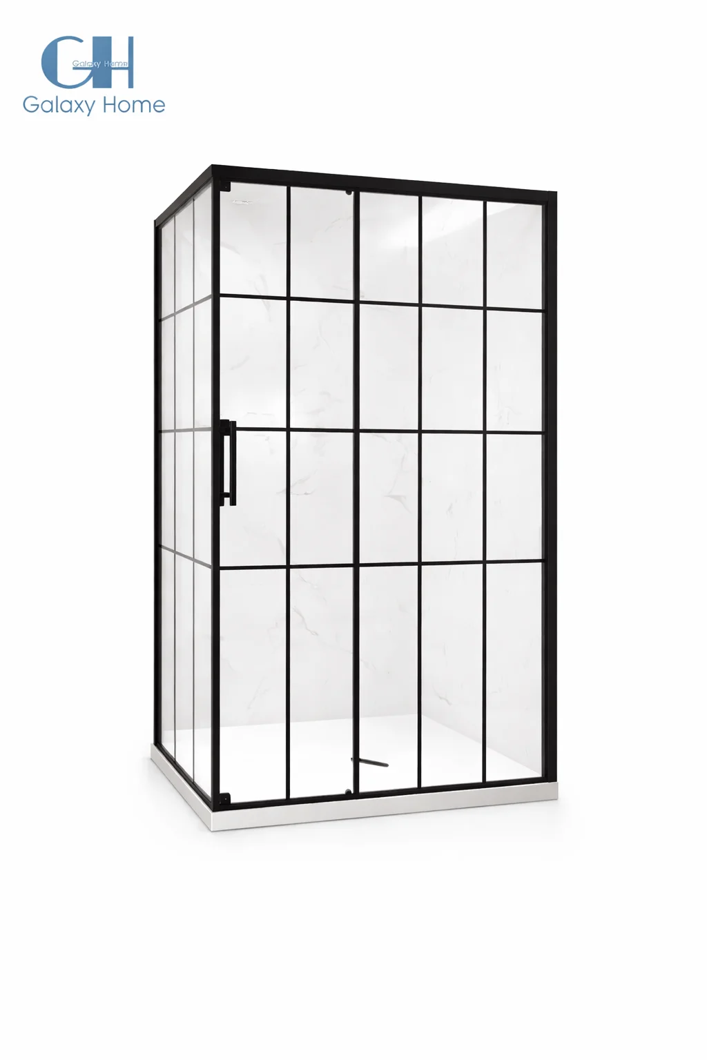 French Style Stainless Steel Two Sliding Shower Door Black Glass Toilet Bath Shower Room Cabin With Frame