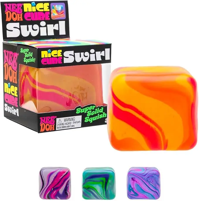 1:1 Schylling NeeDo Nice Cube Swirl - Sensory Toy With A Super Solid Squish Unique, Swirling Color Blend Color May Vary_voghion.com