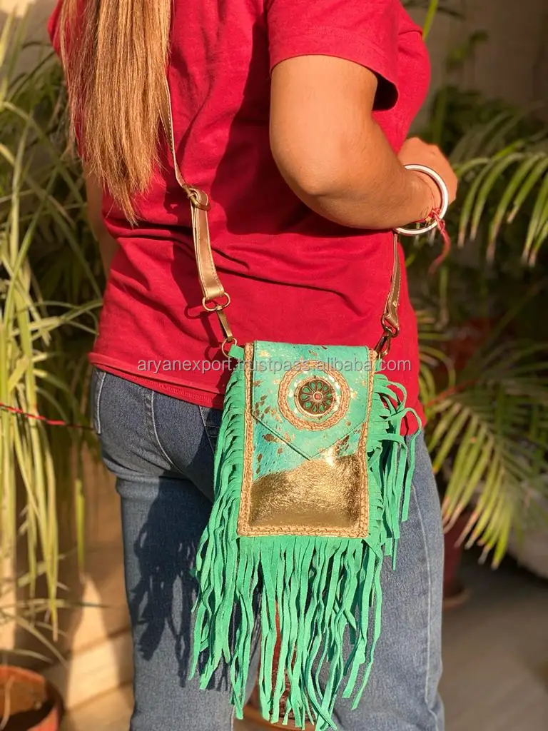 Handmade Real Metallic Fur Leather Handbag Hair On Hide Fur Leather