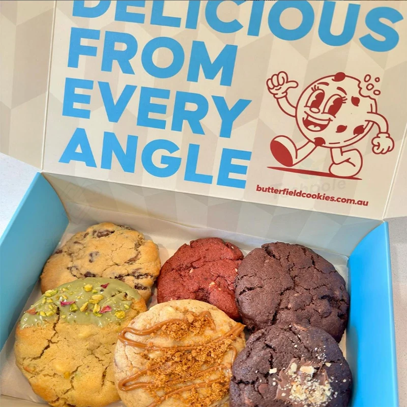 Eco Friendly Fast Food Cookies Slide Box Crepe Cake Bakery Chocolate Truffles Catering Paper Box Packaging with Insert Sauce Dip