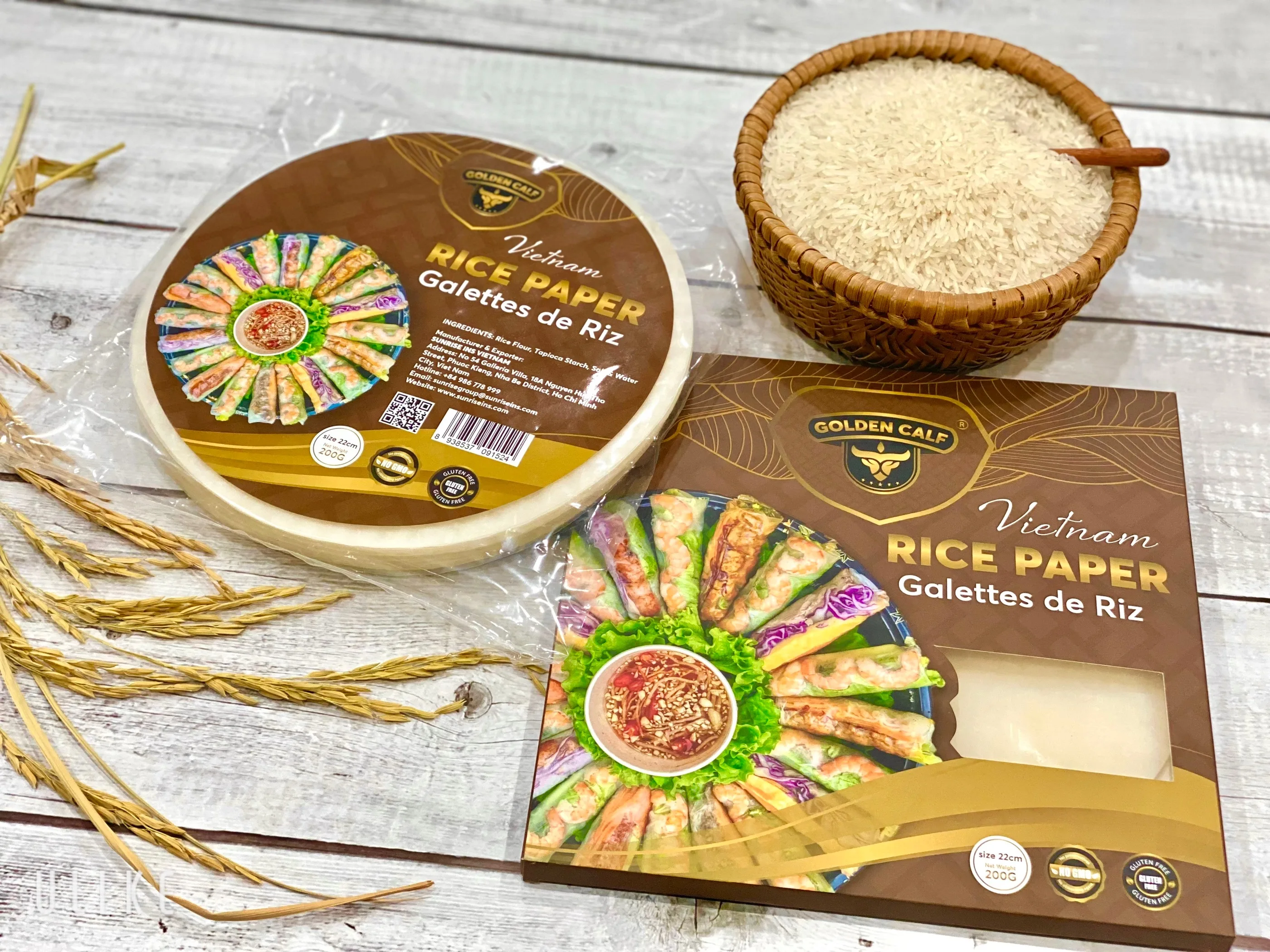 22cm Round/Square Rice Paper Spring Rolls Adults Children Dried Vietnam Food Exported Direct-Contact Bag Food Grade