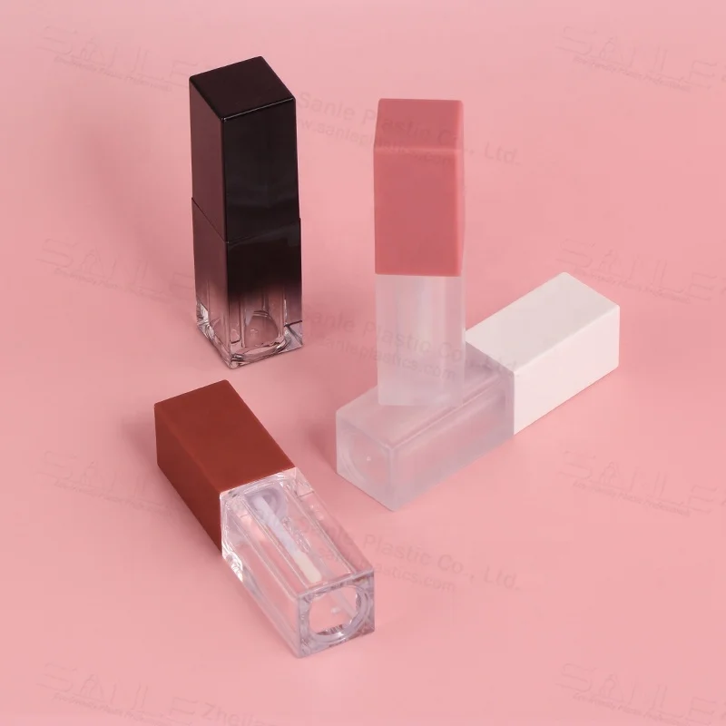 6ml Wholesale Thick Wall Lip Tint Bottle Pink Square Empty Lipgloss