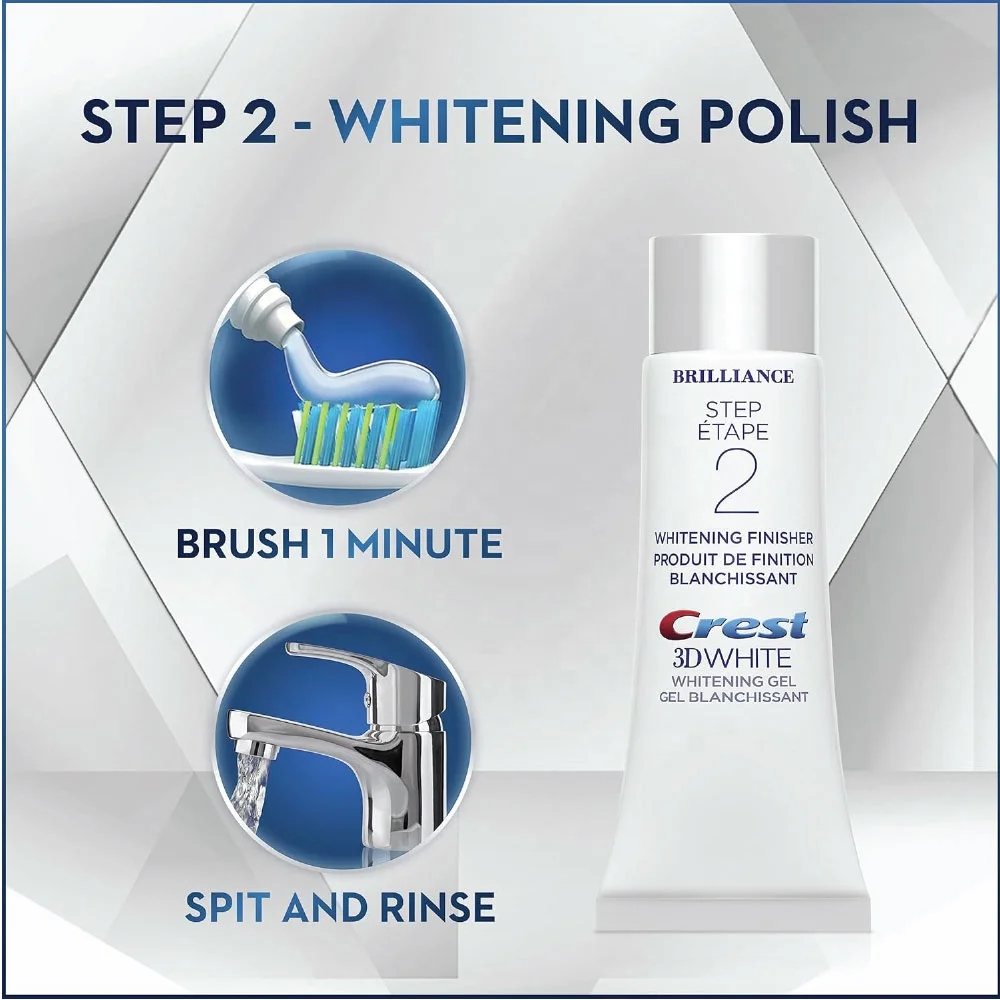 Crest 3DWhite Brilliance 2 Step Toothpaste Deep Clean (4oz) + Teeth Whitening Gel (2.3oz) Crest Toothpaste Kit