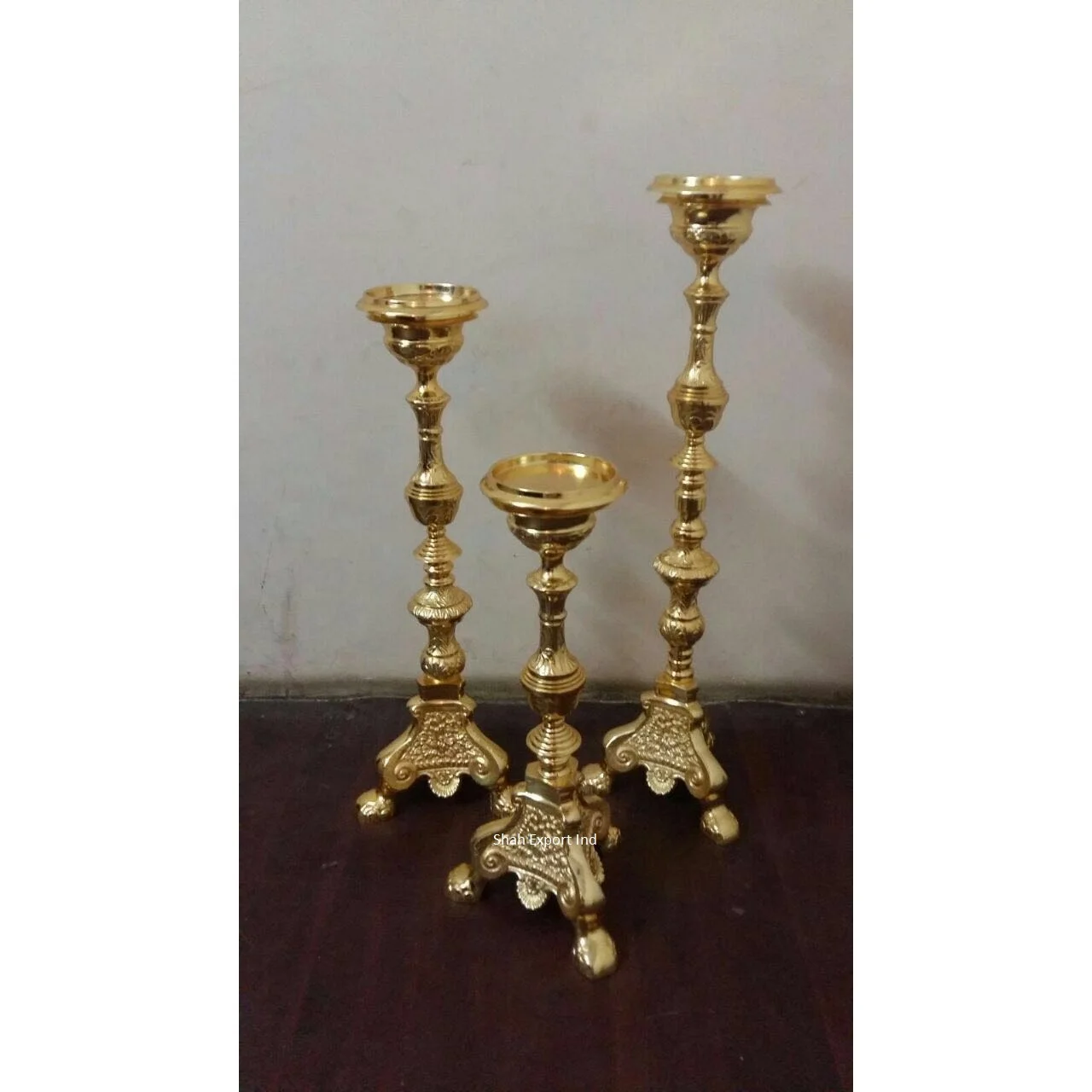 Embossed Tripod Base Church Altar Candlestick From Closed Religious Church Candle Holder Handmade Bulk