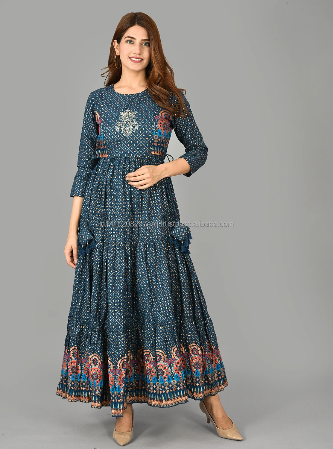 Cotton New Design Floral Print Anarkali Dress Rayon Women Kurtis Ethnic ...