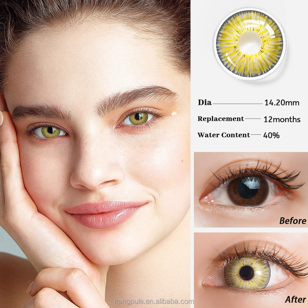 HOT fresh looking Chinese cosmetic wholesale color contact lens cheap 3 tone soft yearly  eye colored contact lenses