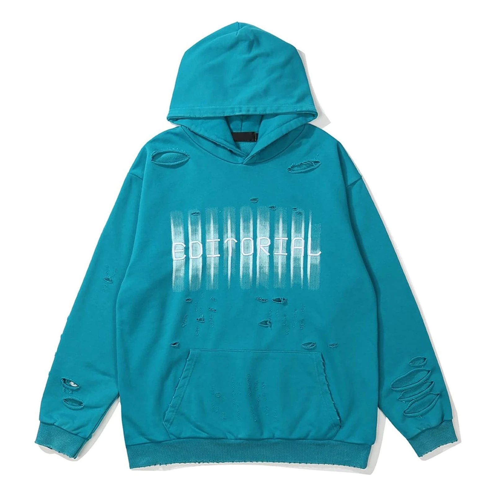 Glory Custom Embroidery Design Distressed Oversized Hoodie Streetwear Pullover Kangaroo Pocket Hoodie For Streetwear For Unisex