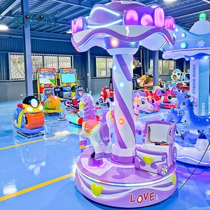 Factory Wholesale Commercial Kids Carousel Ride With Led Music Coin Operated Games Merry Go Round 3 Carousel Horse