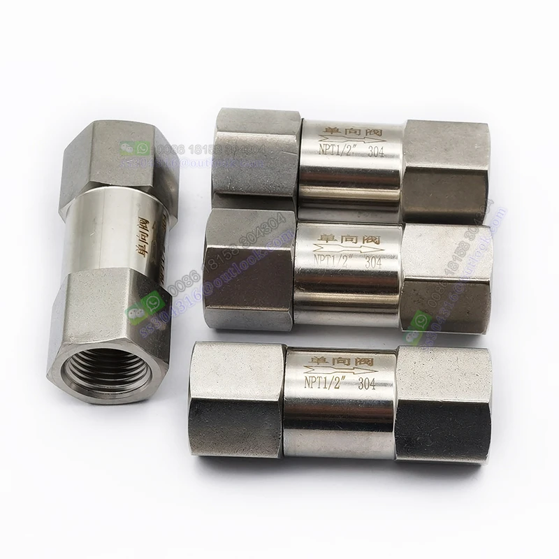 Valvola Di Ritegno In Acciaio Inox, Diametri 1/8" 1/4" 3/8" 1/2" 3/4" 1" – Attacco Maschio Esagonale, Modello Universale - Foto 2