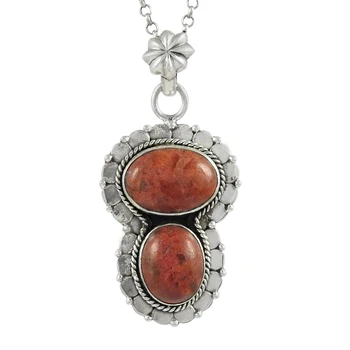 Sponge coral gemstone pendant handmade fine jewellery solid 925 sterling silver women & girls fahion pendants
