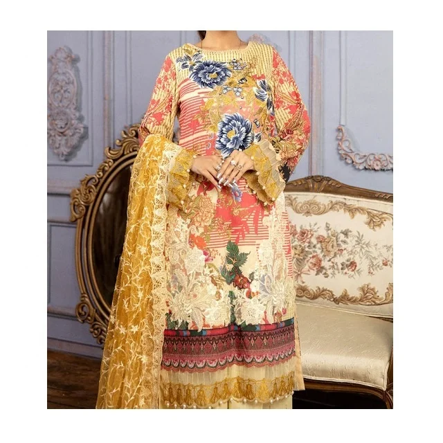 Slim Fit Lawn 3 Piece Embroidered Suit 